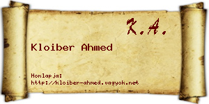 Kloiber Ahmed névjegykártya